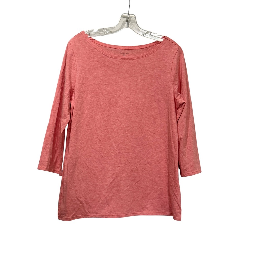 Garnet Hill Pink Heathered Organic Pima Cotton Tencel Boatneck Top Medium